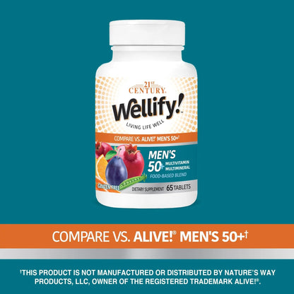 21st Century Wellify Men's 50+ Multivitamins with Minerals, 65Count 21st Century