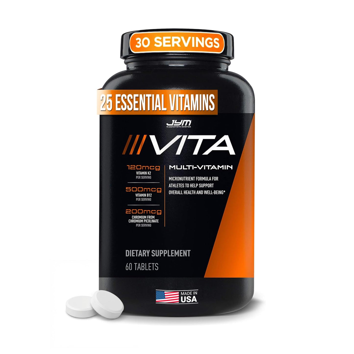 JYM Supplement Science Vita JYM Sports Multivitamin & Mineral Support, Vitamin A, C, B6, B12, E, K, Boron, Biotin, Potassium 60 Tablets JYM Supplement ScienceBuy Supplements Australia