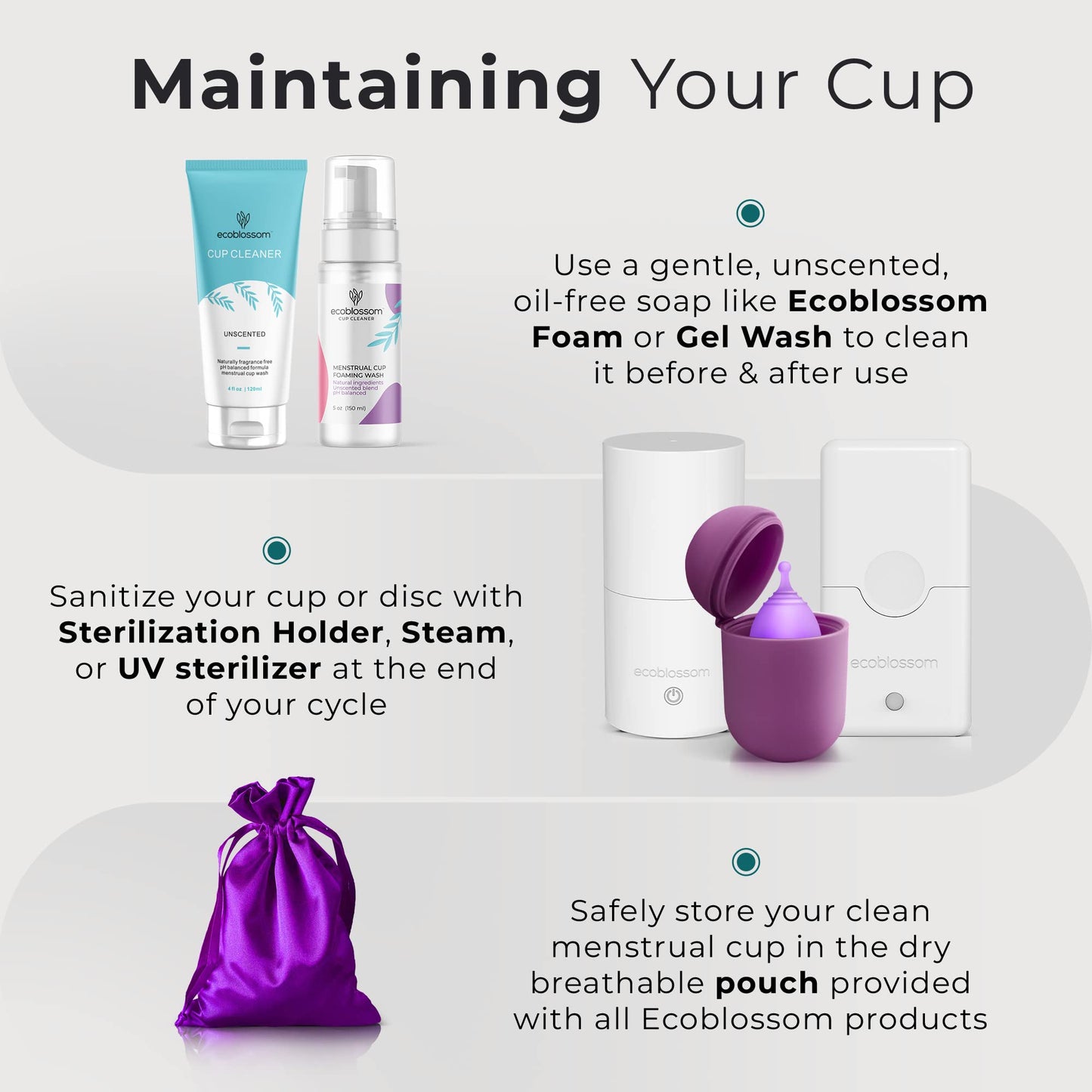 EcoBlossom Reusable Menstrual Cup Set - The Most Reliable Medical Grade Silicone Period Cups EcoBlossomBuy Supplements Australia