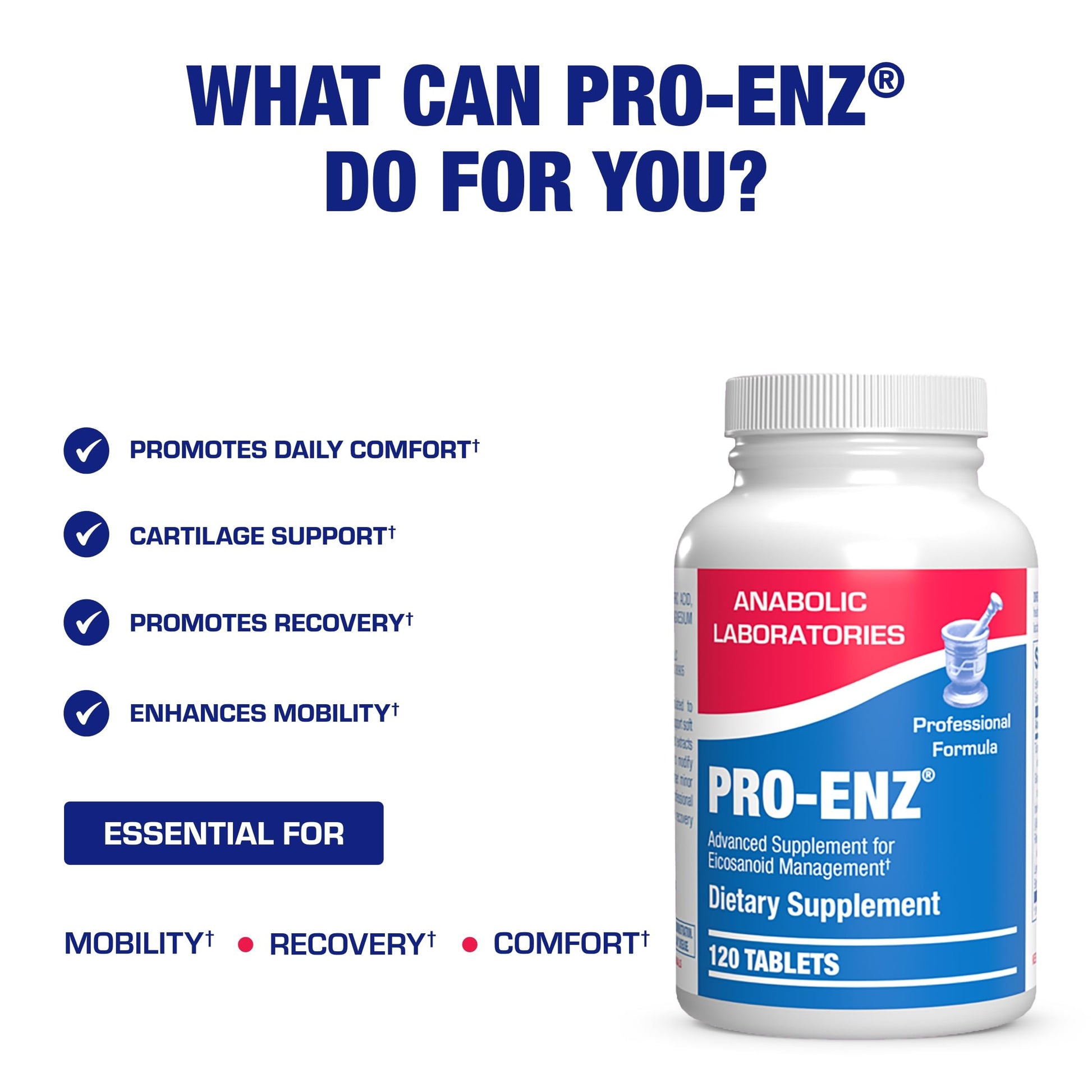 Pro ENZ Joint Support Supplement - Clinical Formula Turmeric Boswellia Supplement for Joint & Cartilage Mobility and Comfort Support Plus Eicosanoid Management with Proteolytic Enzymes (120 Servings) Anabolic LaboratoriesBuy Supplements Australia