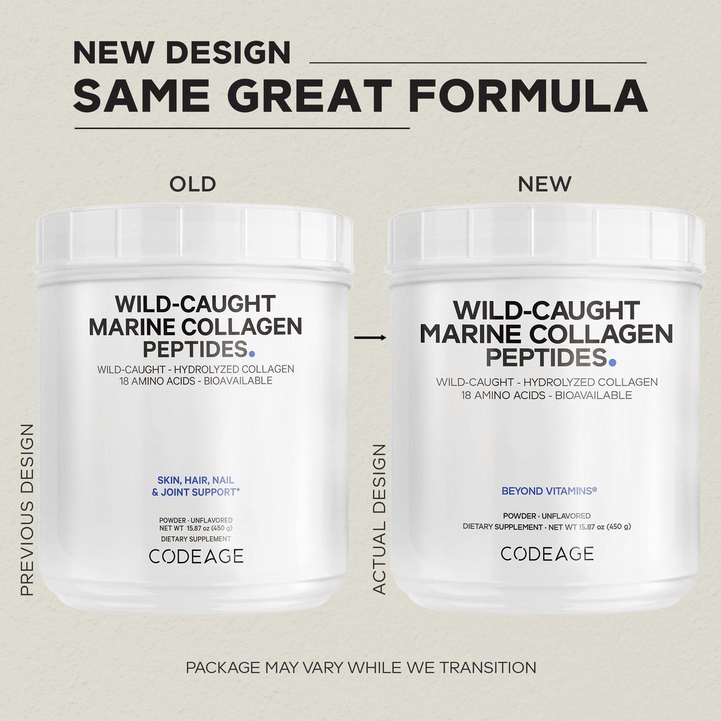 Codeage Marine Collagen Powder - Wild-Caught Hydrolyzed Fish Collagen Peptides - Type 1 & 3 Collagen Protein Supplement - Amino Acids for Skin, Hair, Nails - Paleo Friendly, Non-GMO, 15.87 Ounces CodeageBuy Supplements Australia