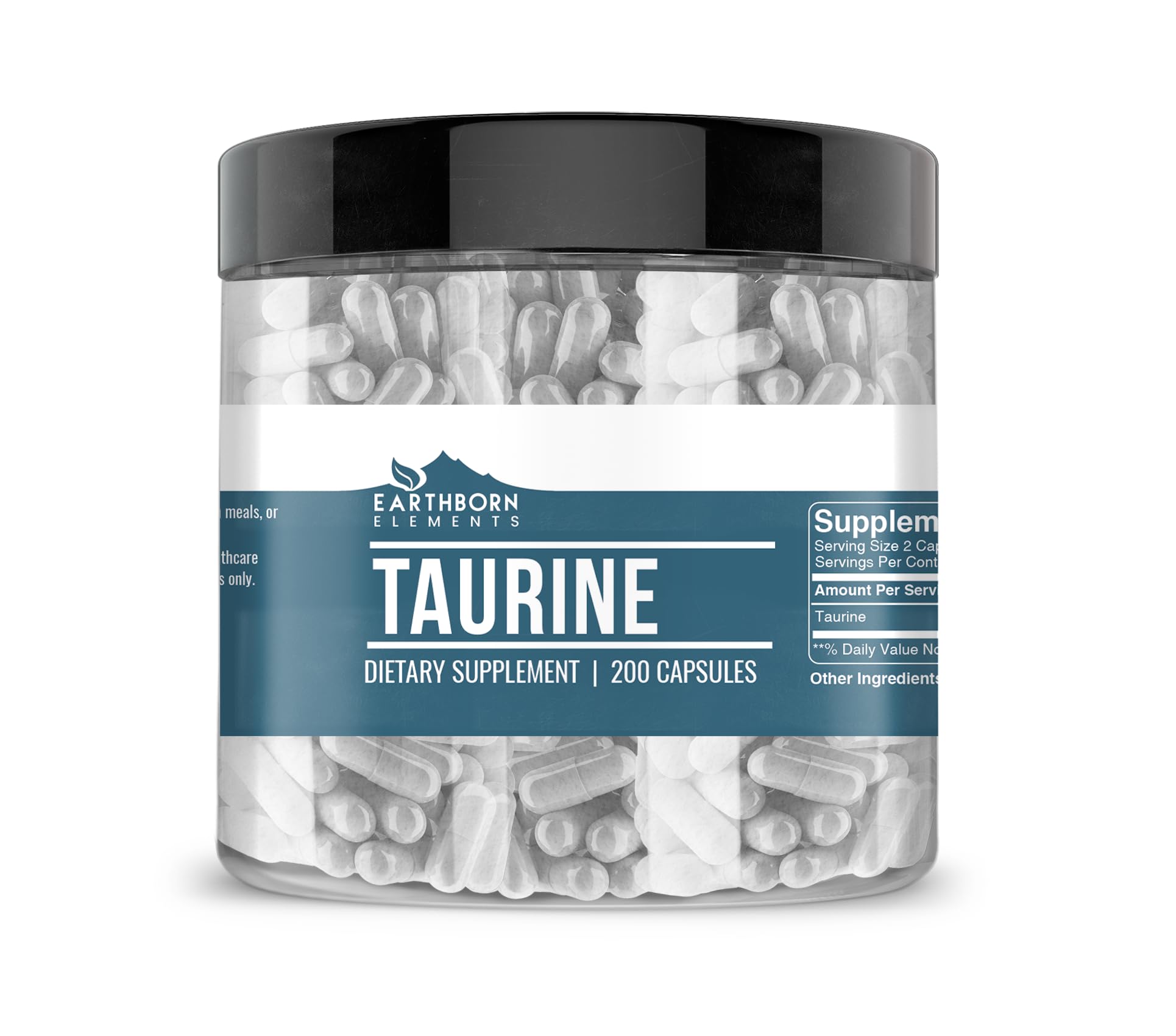 Earthborn Elements Taurine, 200 Capsules, Pure & Undiluted, No Additives Earthborn ElementsBuy Supplements Australia