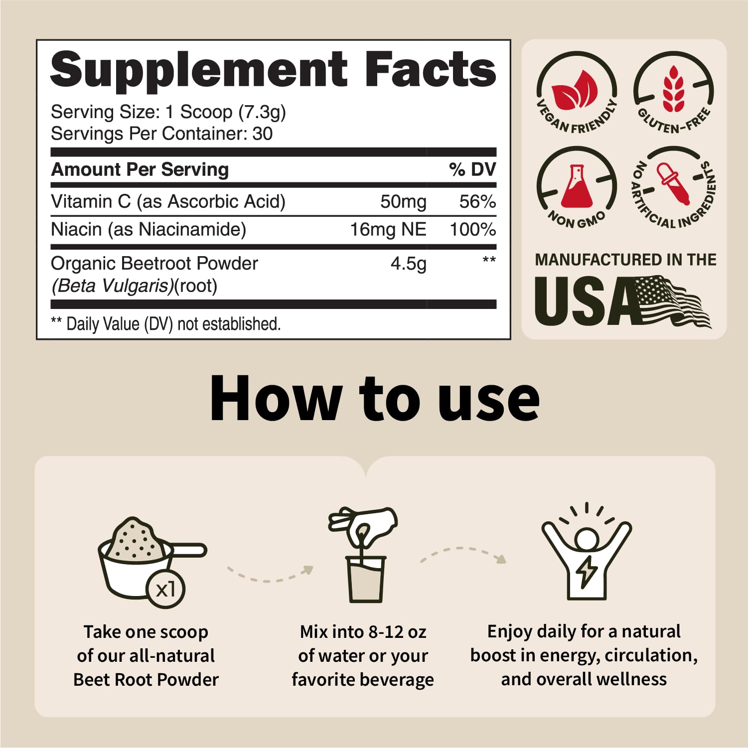 SPORTFOOD Beet Root Powder with Niacinamide & Vitamin C - Superfood for Circulation, Energy, & Stamina | Vegan, Non-GMO, Nitric Oxide Boost for Pre-Workout & Heart Health | Mixed Berry Flavor | 7.7oz Sport FoodBuy Supplements Australia