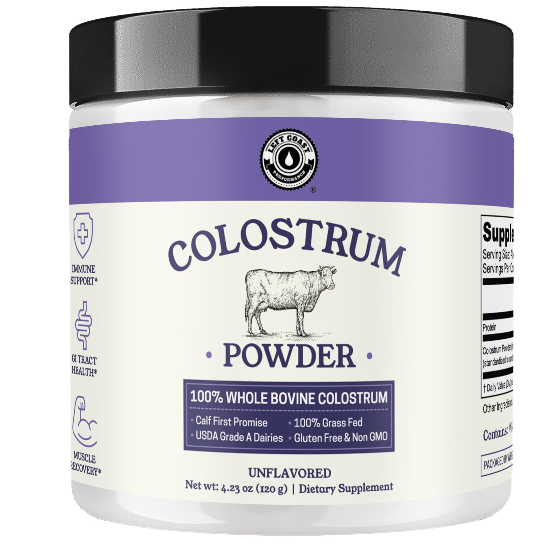 Colostrum Powder – USA Sourced Bovine Colostrum for Humans for Immune Support, Gut Health, Muscle Recovery - Single Ingredient, No Additives, Grass Fed, Non-GMO Colostrum Supplement for Women and Men Left Coast PerformanceBuy Supplements Australia