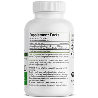 Bronson Ginkgo Biloba Extra Strength 125mg (4:1 Extract) Equivalent to 500mg BronsonBuy Supplements Australia