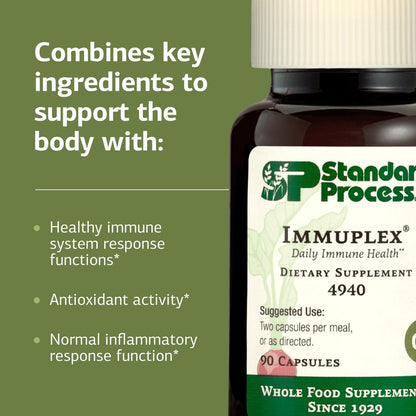Standard Process Inc. Immuplex - Daily Immune Support Supplement with Folate, Iron, Vitamin C & Vitamin A - Mineral Supplement with Antioxidant Ingredients - 90 Capsules Standard Process Inc.Buy Supplements Australia