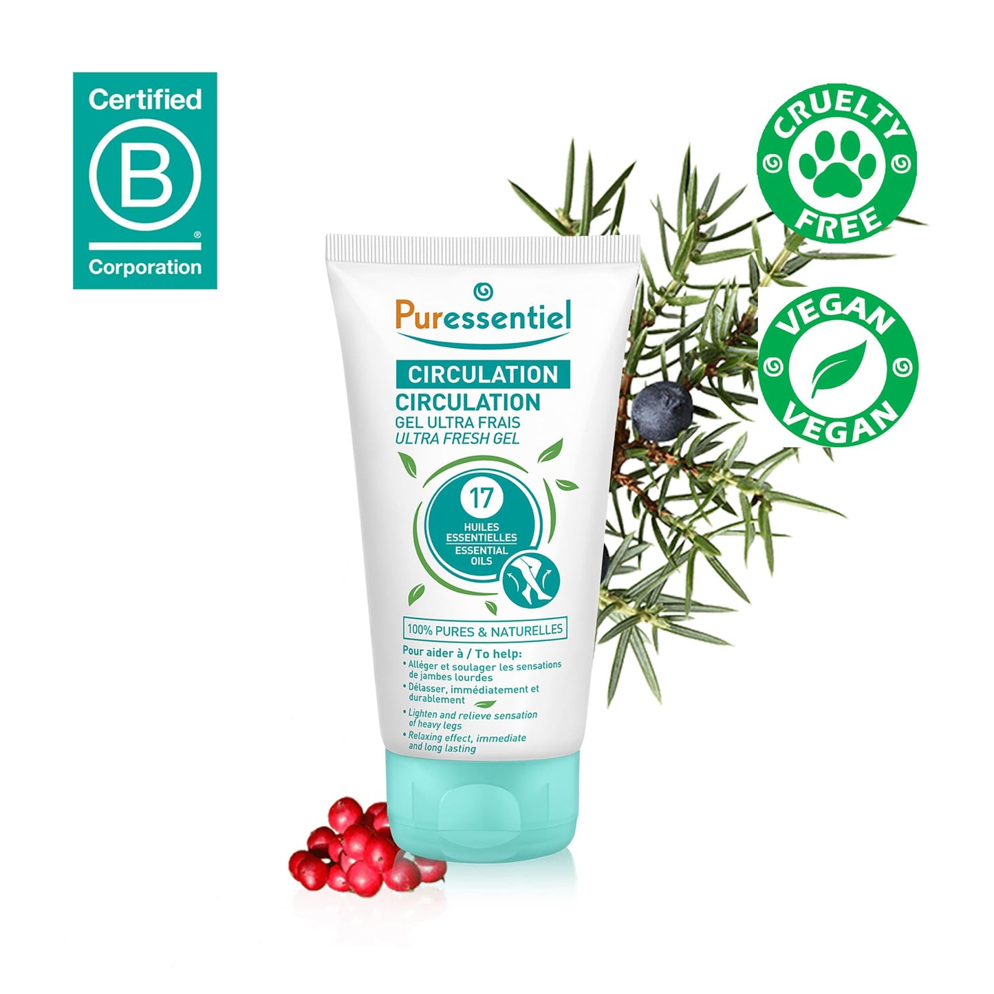 Puressentiel Soothing Gel for Tired Feet, Ankles, Legs - Aromatherapy Lotion with 17 Essential Oils for Body and Skin - Instant, Lasting Relief and Circulation - Natural and Alcohol Free - 4.22 oz PuressentielBuy Supplements Australia