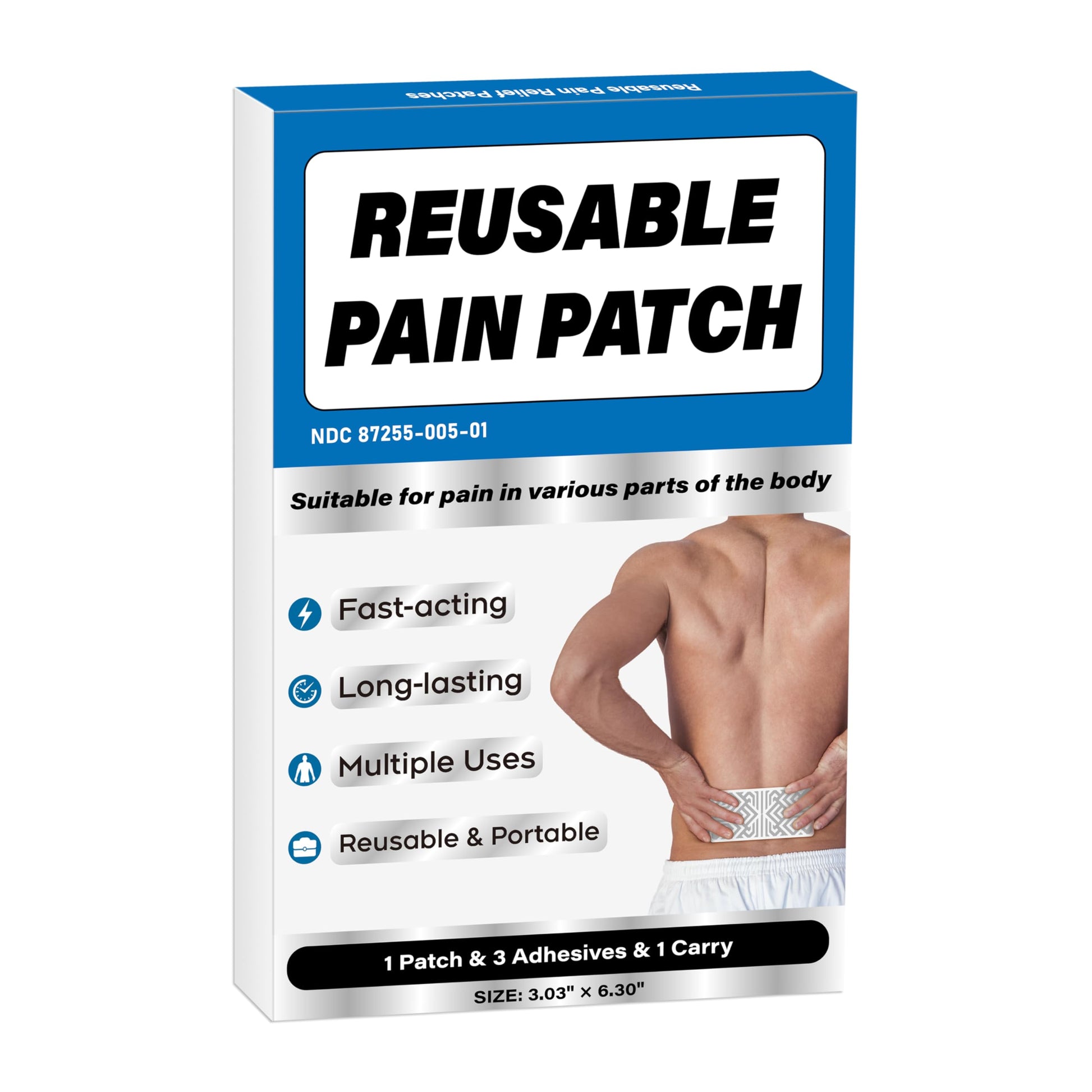 Teemofe Reusable Pain Patch, for Sore Muscle Relief - Pain Relief Patches for Back, Foot, Knee, Neck & More, Easy Adhesive Application, Fast Acting - Includes 1 Patch, 3 Adhesives&1 Carry Case-0327-1 TeemofeBuy Supplements Australia