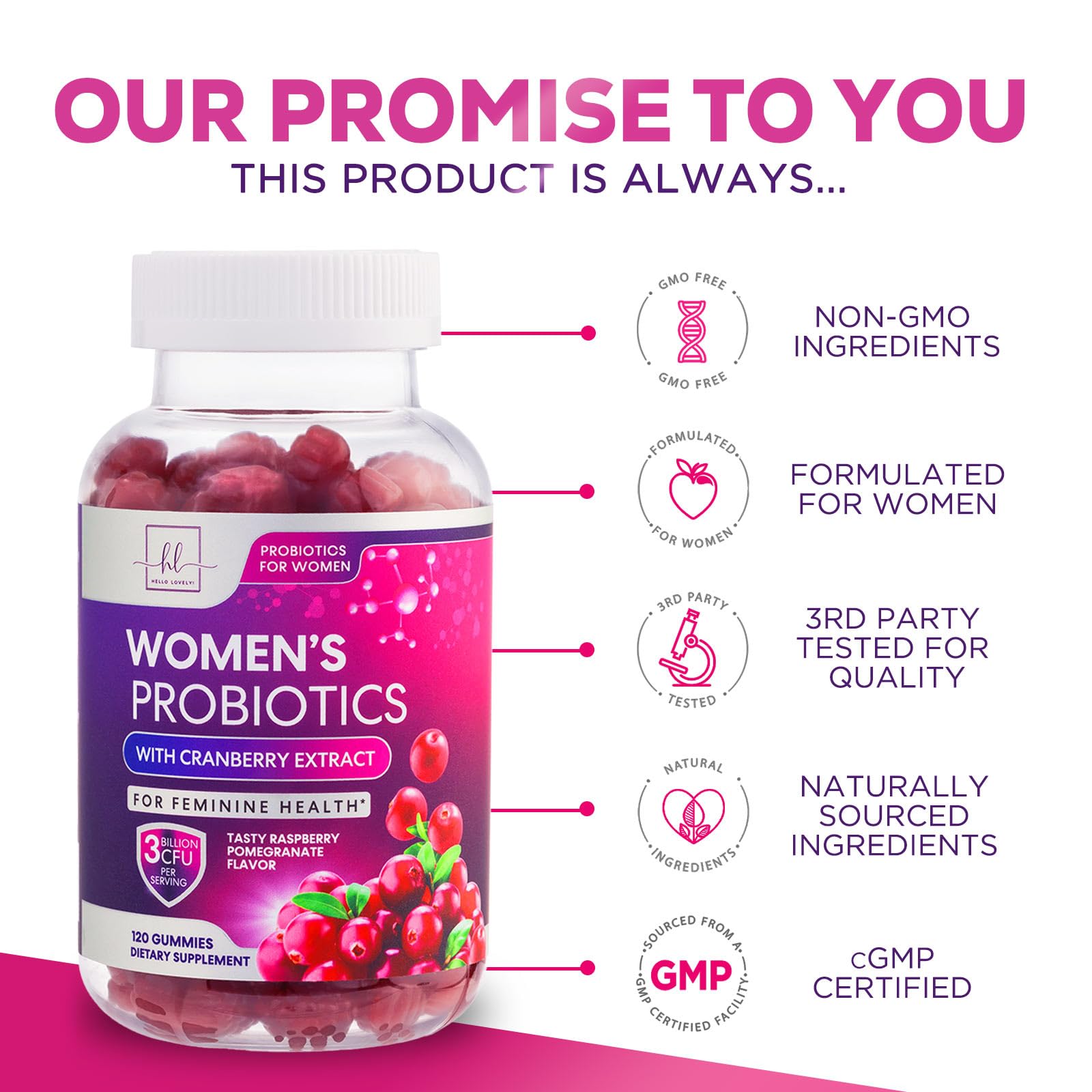 Probiotics for Women + Cranberry - 3 Billion CFU Guaranteed & 6 Vegan Strains for Women's Hello Lovely!Buy Supplements Australia
