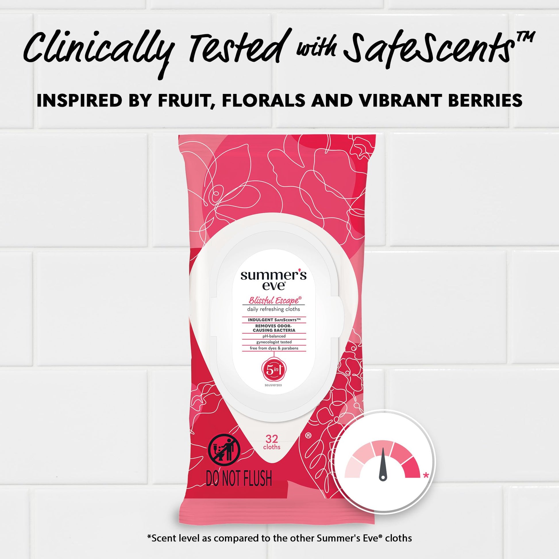 Summer's Eve Blissful Escape Daily Refreshing Feminine Wipes, Removes Odor, pH balanced, 32 Count Summer's EveBuy Supplements Australia