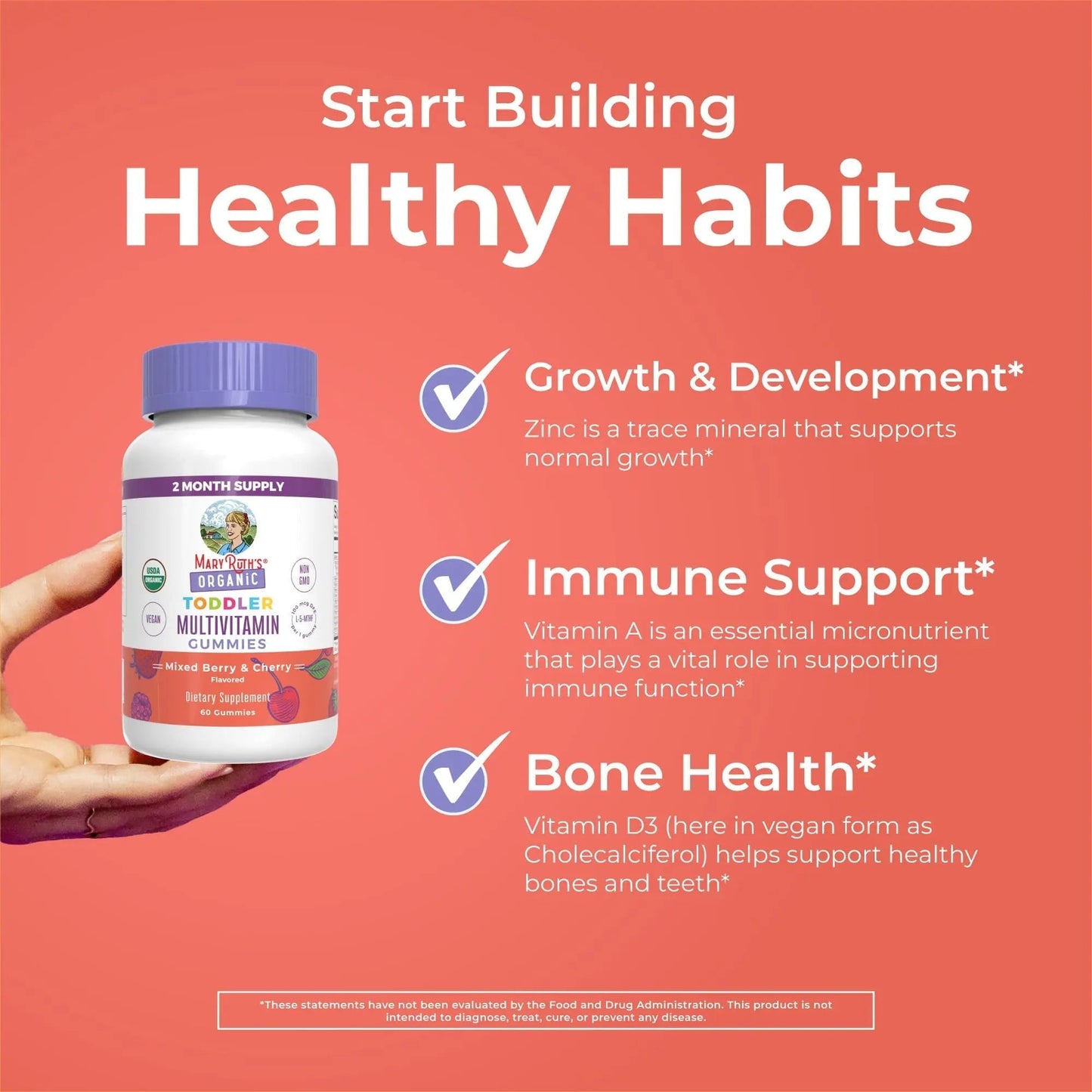 MaryRuth Organics Vitamin Gummy | Kids and Toddlers Age 2+ | USDA | Daily Vitamin C | D3 | Zinc | MaryRuth OrganicsBuy Supplements Australia