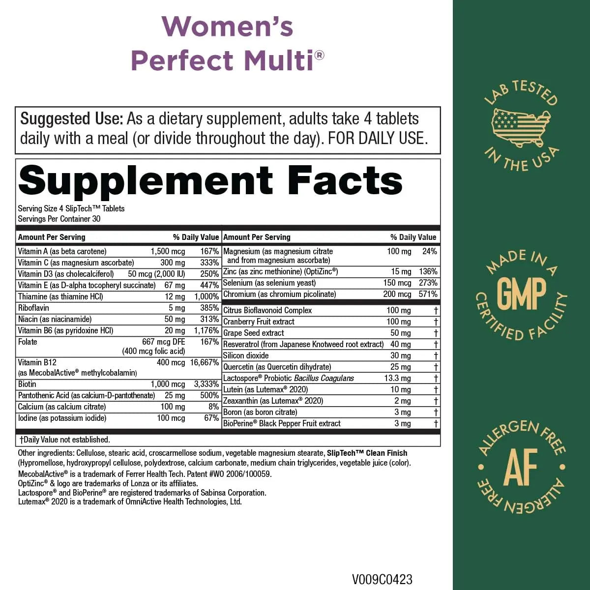 Purity Products Women’s Perfect Multi Balanced Multivitamin - Supports Urinary Tract Health, Immune, Bone + Muscle, Hair, Skin, Nails Purity Products