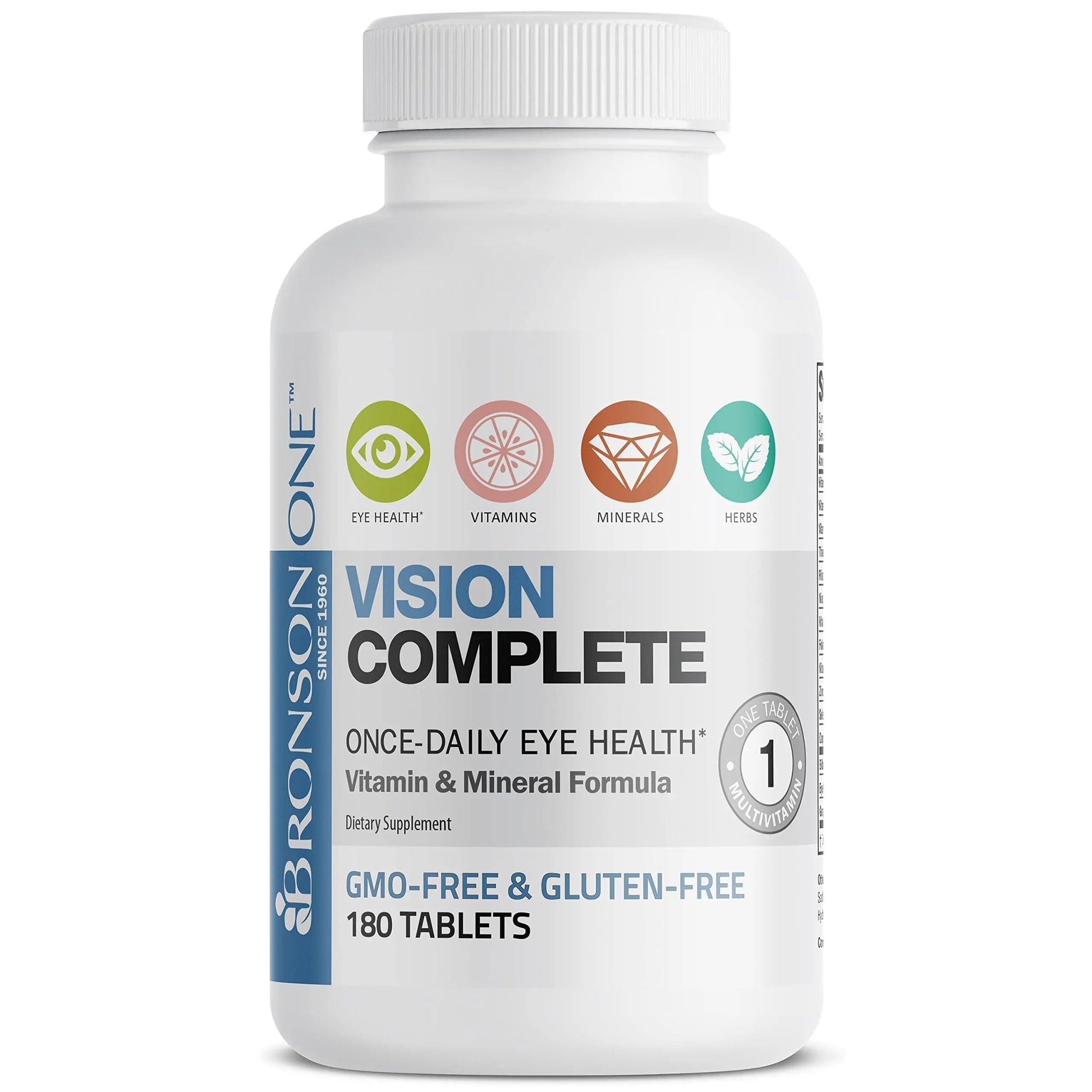 Bronson ONE Daily Vision Complete Eye Health Support Multivitamin Multimineral Supplement Formula, 180 Tablets Bronson