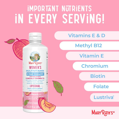 MaryRuth's Women's Multivitamin + Hair Growth Liposomal (Peach) & Iron Liquid (Berry) | Clean Label Project Verified® | MARYRUTH'SBuy Supplements Australia
