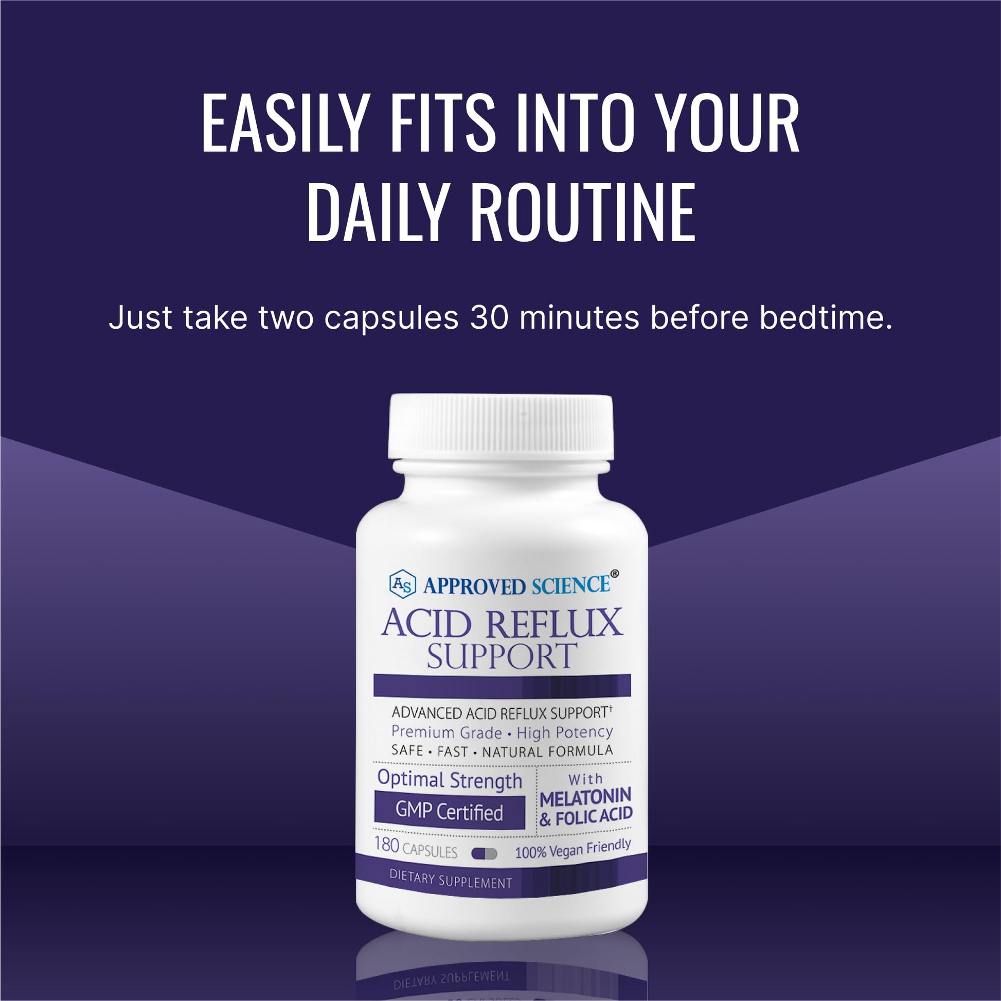 Approved Science® Acid Reflux Support - with Melatonin, Marshmallow Root, L-Taurine -180 Capsules - Vegan Approved ScienceBuy Supplements Australia
