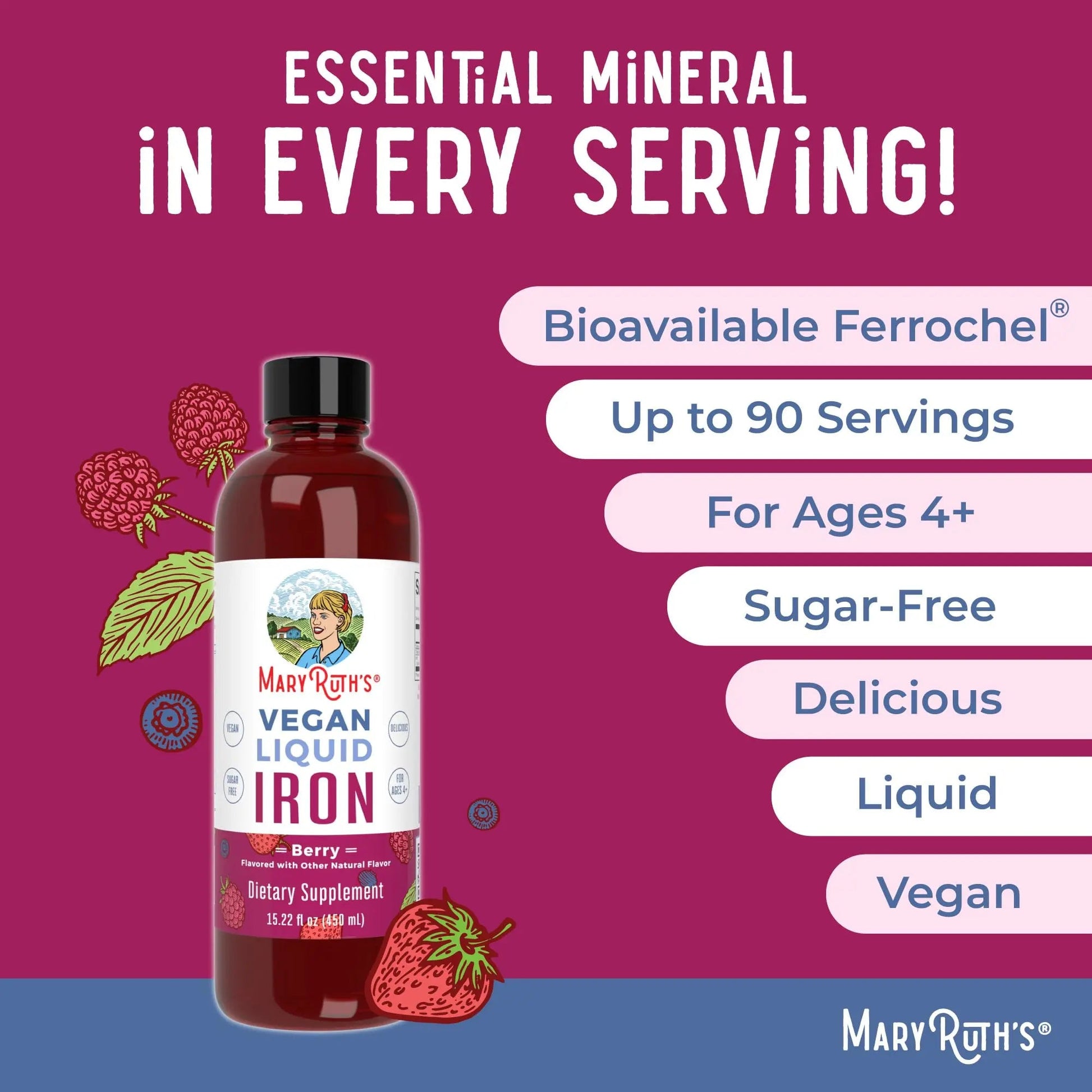 MaryRuth's Women's Multivitamin + Hair Growth Liposomal (Peach) & Iron Liquid (Berry) | Clean Label Project Verified® | MARYRUTH'SBuy Supplements Australia