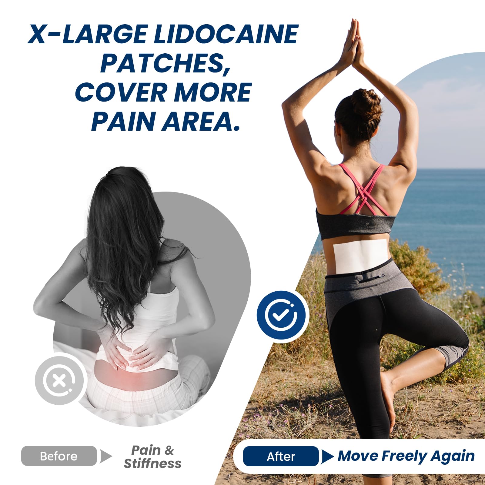 Sumifun XL Lidocaine Patches for Pain Relief, 4% Lidocaine Maximum Strength OTC, Extra Large 4.72"x7.87" for Full Back Pain Patches & Large Areas (Extra Large, Count, 13) SumifunBuy Supplements Australia