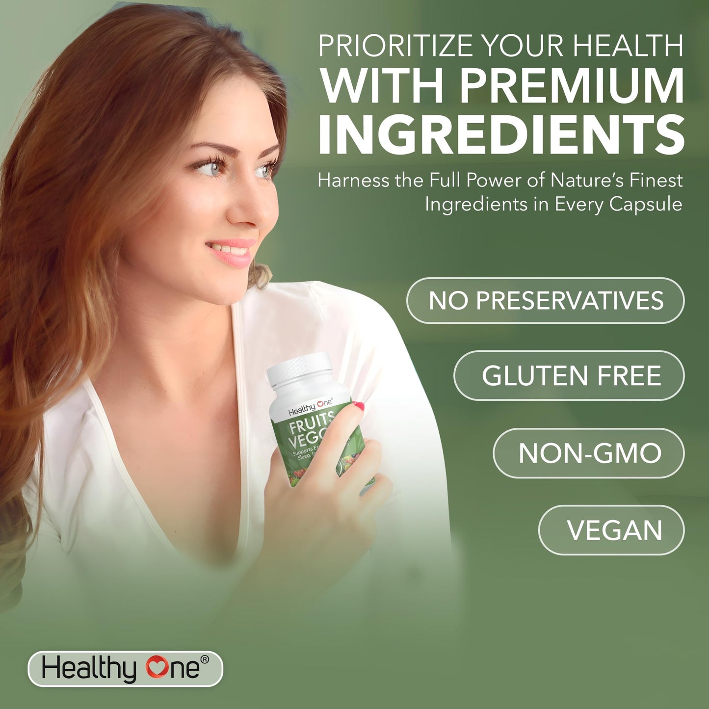 Fruits & Veggies Formula - 27 Premium Whole Foods - Organic Ingredients - Equals 3 Servings of Fruits & Vegetables - Improve Energy, Focus & Immune Function - Fiber - Antioxidants - 150ct (75 Serv) Healthy OneBuy Supplements Australia