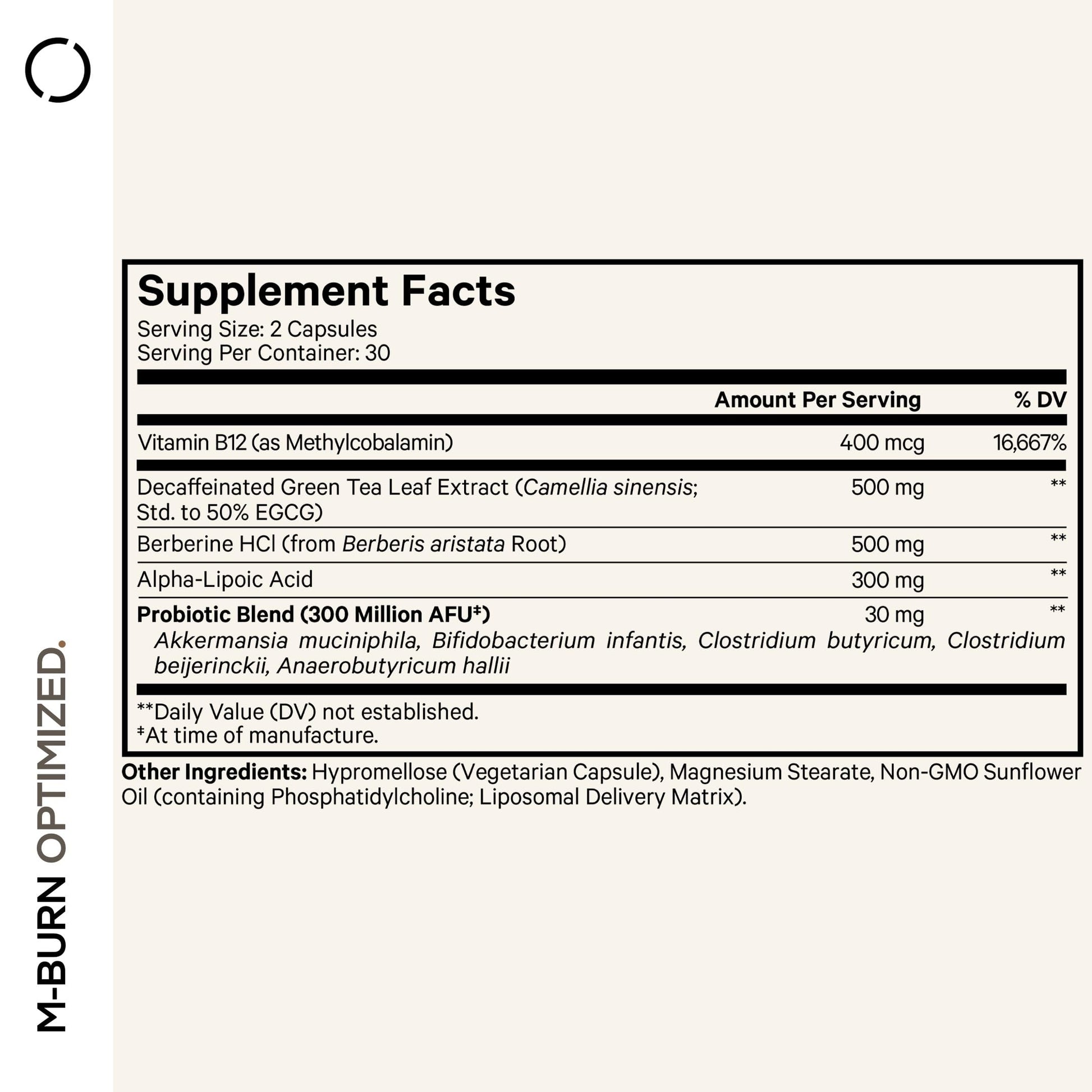 Codeage M-Burn Optimized Supplement - Decaffeinated Green Tea Std. to 50% EGCG, Berberine, Akkermansia, Vitamin B12 - Probiotics - Vitamins - 60 Capsules CodeageBuy Supplements Australia
