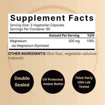 NatureBell Magnesium Glycinate 500mg Per Serving | 240 Veggie Capsule, 100% Chelated NatureBellBuy Supplements Australia
