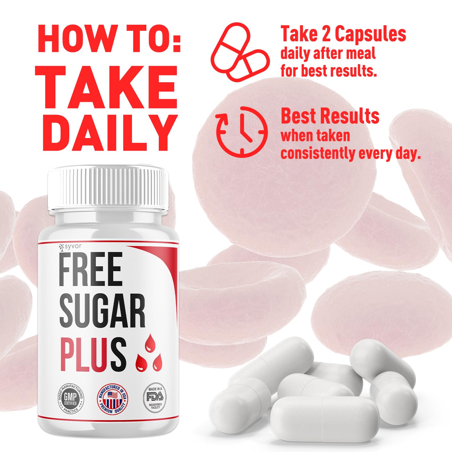 Free Sugar Plus Capsules, Official FreeSugar Plus Blood Health Support Pills With All Natural Ingredients, Free Sugar Plus Advanced Wellness Support with Premium Vitamins for Women & Men (60 Capsules) SyvorBuy Supplements Australia