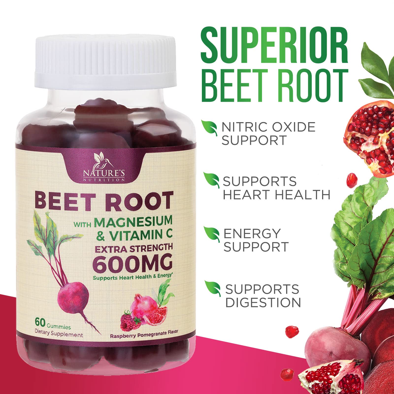 Nature's Nutrition Beet Gummies with Beetroot - Energy & Heart Health Support Nature's NutritionBuy Supplements Australia