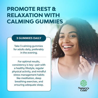 Pure Calm and Relaxing Magnesium Supplement - Magnesium for Stress Support & Rest Ease for Adults - High Absorption Mg Citrate Gummies with L Theanine & Ashwagandha for Muscle Cramps - 90 Count Natures CraftBuy Supplements Australia