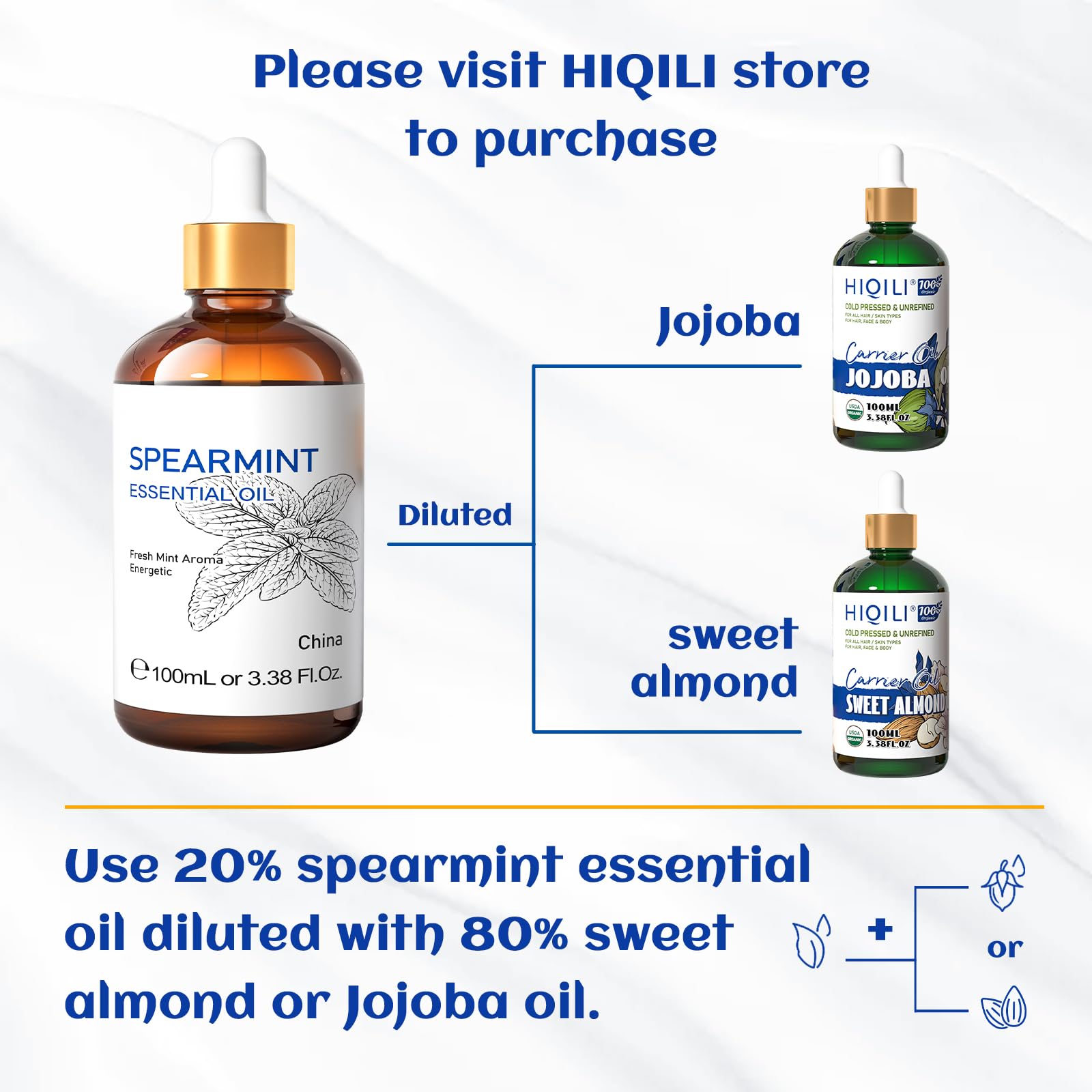 HIQILI 100ML Spearmint Essential Oil for Skin Care -100% Pure Treatment Grade - 3.38 Fl Oz. HIQILIBuy Supplements Australia