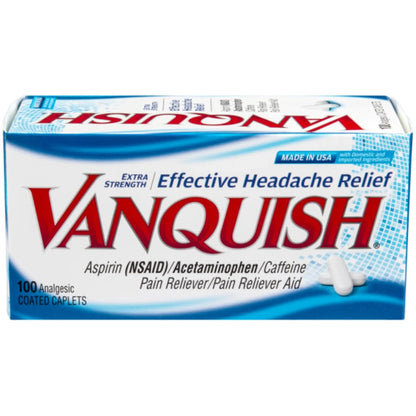 Vanquish Headache Relief, Acetaminophen, Aspirin, Caffeine, 100 Caplets, Packaging May Vary VanquishBuy Supplements Australia