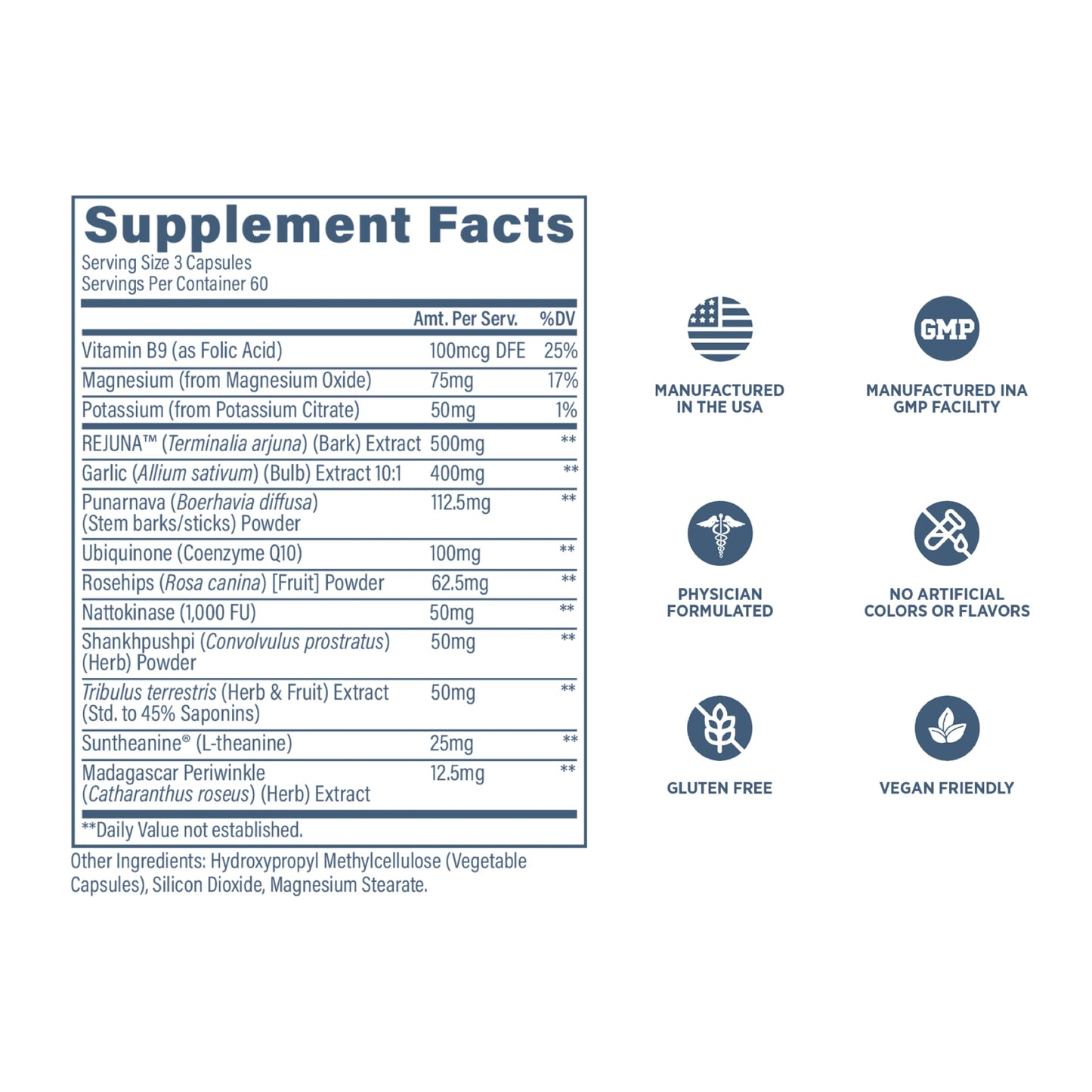 Revive MD Blood Pressure Support Supplement - Supports Heart and Circulatory Health, Energy & Daily Wellness - Magnesium, Potassium, Folic Acid & Garlic Formula (180 Vegetarian Capsules, 60 Servings) ReviveBuy Supplements Australia