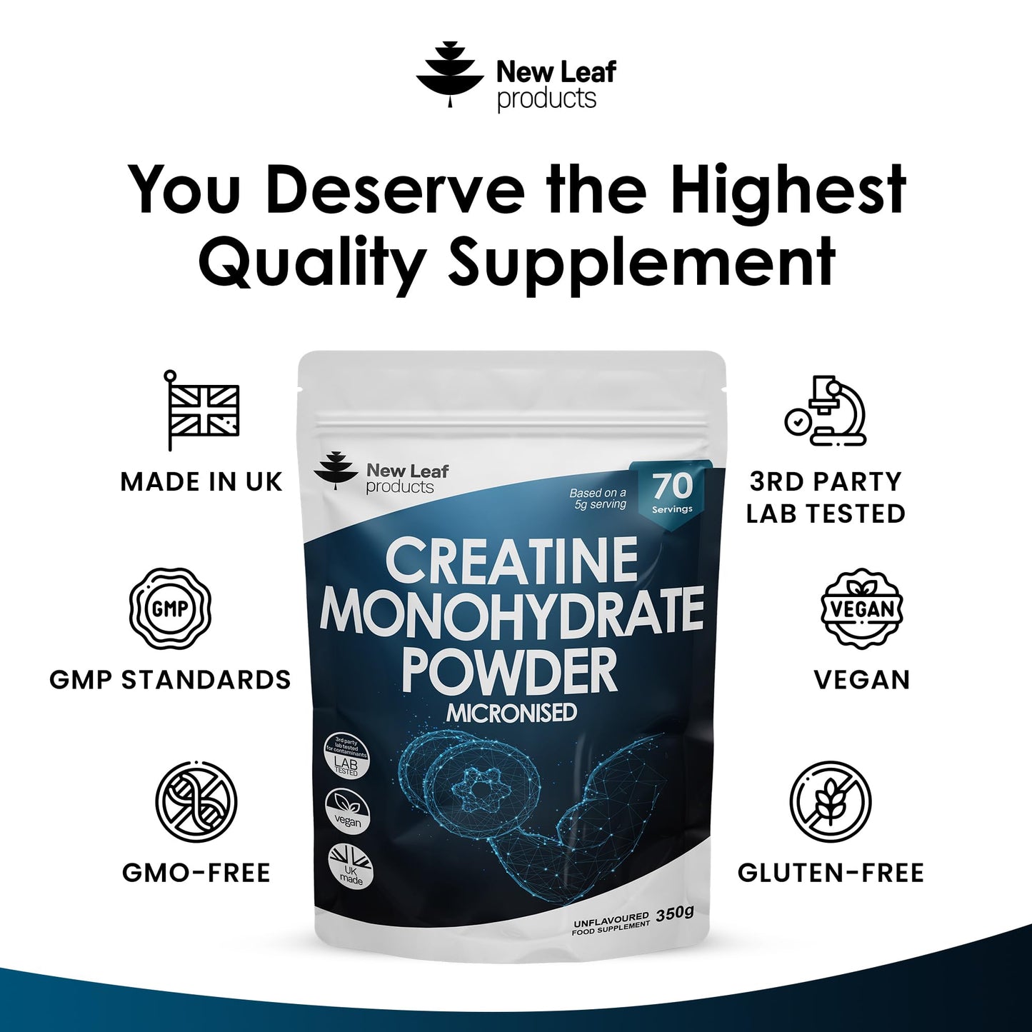Creatine Monohydrate Powder 100% Pure Micronized Creatine - 350g Increased Absorption NEW LEAF PRODUCTSBuy Supplements Australia