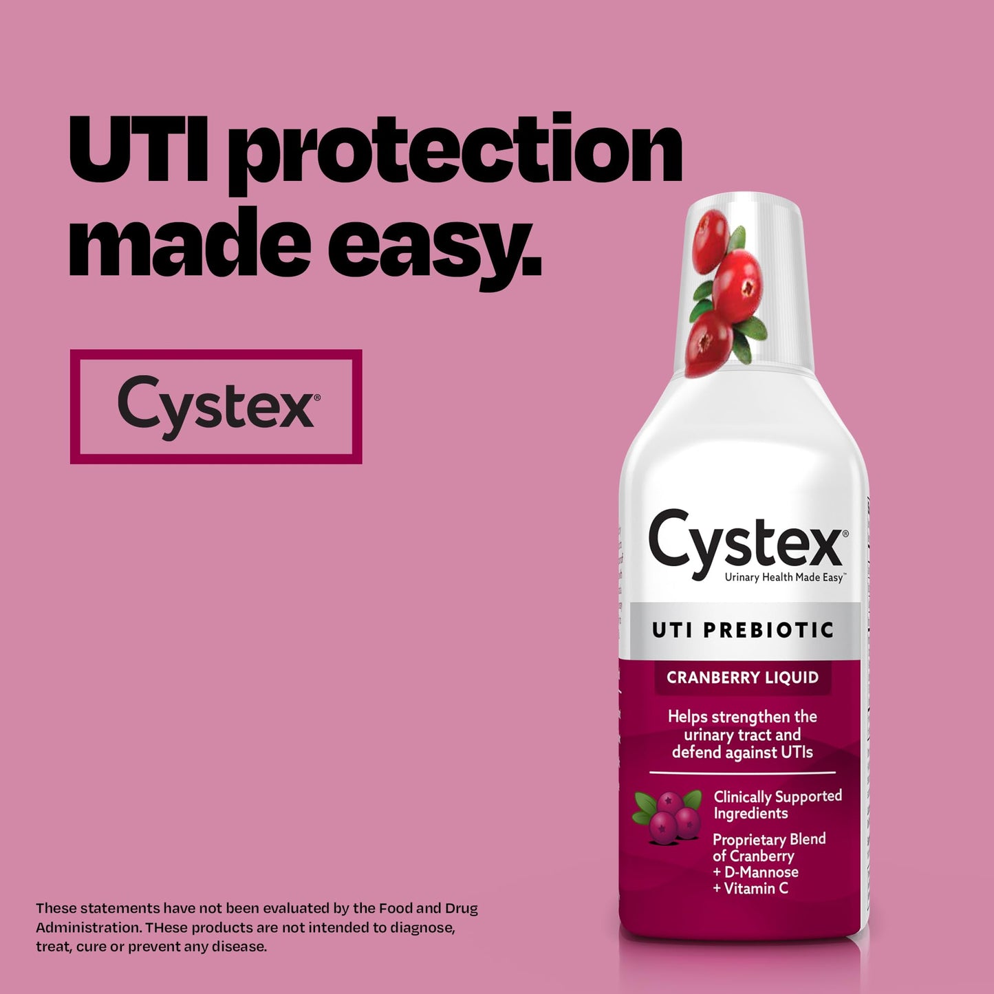 Cystex Urinary Tract Infection Support & Prevention - Cranberry Prebiotic Supplement with D-Mannose & Vitamin C for UTI Protection & Urinary Health Maintenance - 7.6 fl oz (Pack of 2) CystexBuy Supplements Australia