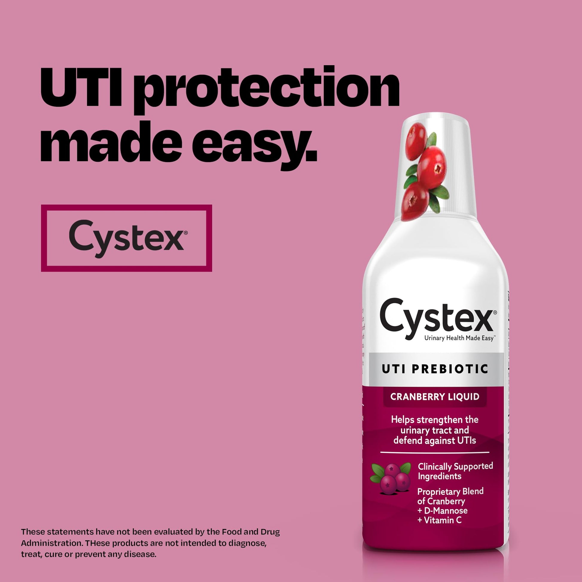 Cystex Urinary Tract Infection Support & Prevention - Cranberry Prebiotic Supplement with D-Mannose & Vitamin C for UTI Protection & Urinary Health Maintenance - 7.6 fl oz (Pack of 2) CystexBuy Supplements Australia