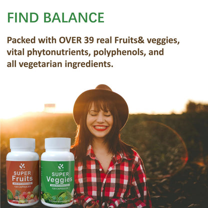 Lite Supply Fruits and Veggies Supplement 240 Caps - 120 Fruit and 120 Veggie Capsules - Whole Food & Natural Superfood Filled with Vitamins & Minerals for Women, Men Supports Energy Levels Lite SupplyBuy Supplements Australia