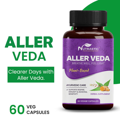 Nutrastic Aller Veda Respiratory Wellness Supplement with Pure Tulsi, Amla, Turmeric, and Neem | Natural Support for Healthy Breathing | 60 Caps NutrasticBuy Supplements Australia