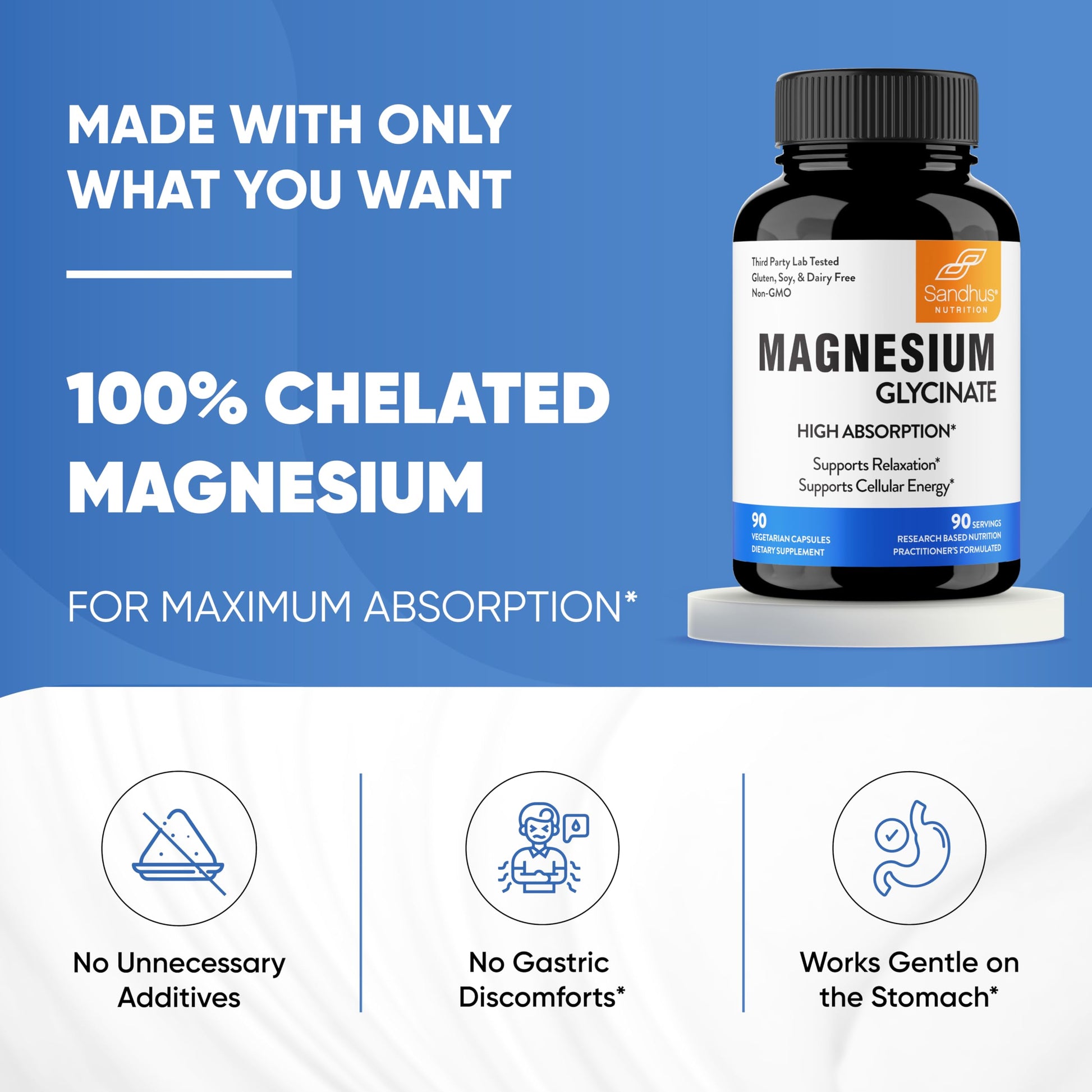 Sandhu's Superior Absorption Magnesium Glycinate 775mg|140mg Elemental Magnesium Sandhu'sBuy Supplements Australia