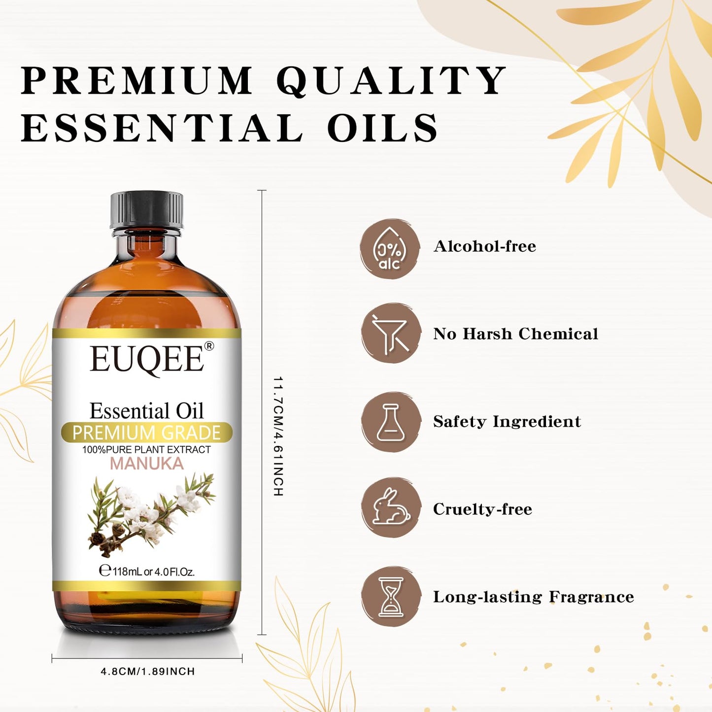 EUQEE Manuka Essential Oil 118ml Large Capacity Pure Manuka Oil with Glass Dropper for Skin EUQEEBuy Supplements Australia
