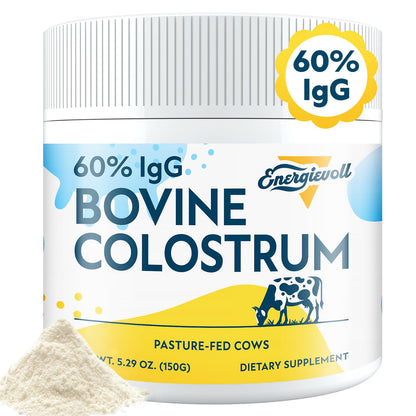 Energievoll Bovine Colostrum Supplement Powder - 60% IgG 3000 mg for Gut, Hair Growth, Beauty, and Immune, Easy to Mix, Unflavored (50 Servings) EnergievollBuy Supplements Australia