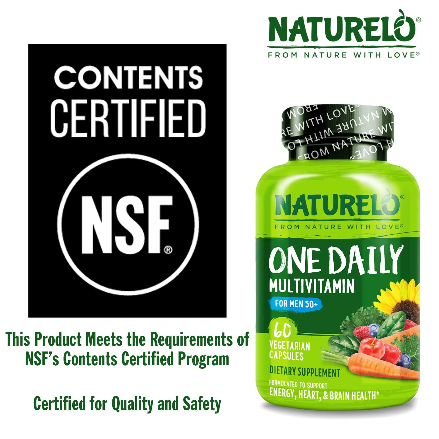 NATURELO Mens Multivitamins for Men 50+ - One Daily Multivitamin for Men with Vitamins, Minerals & Organic Whole Foods NATURELOBuy Supplements Australia