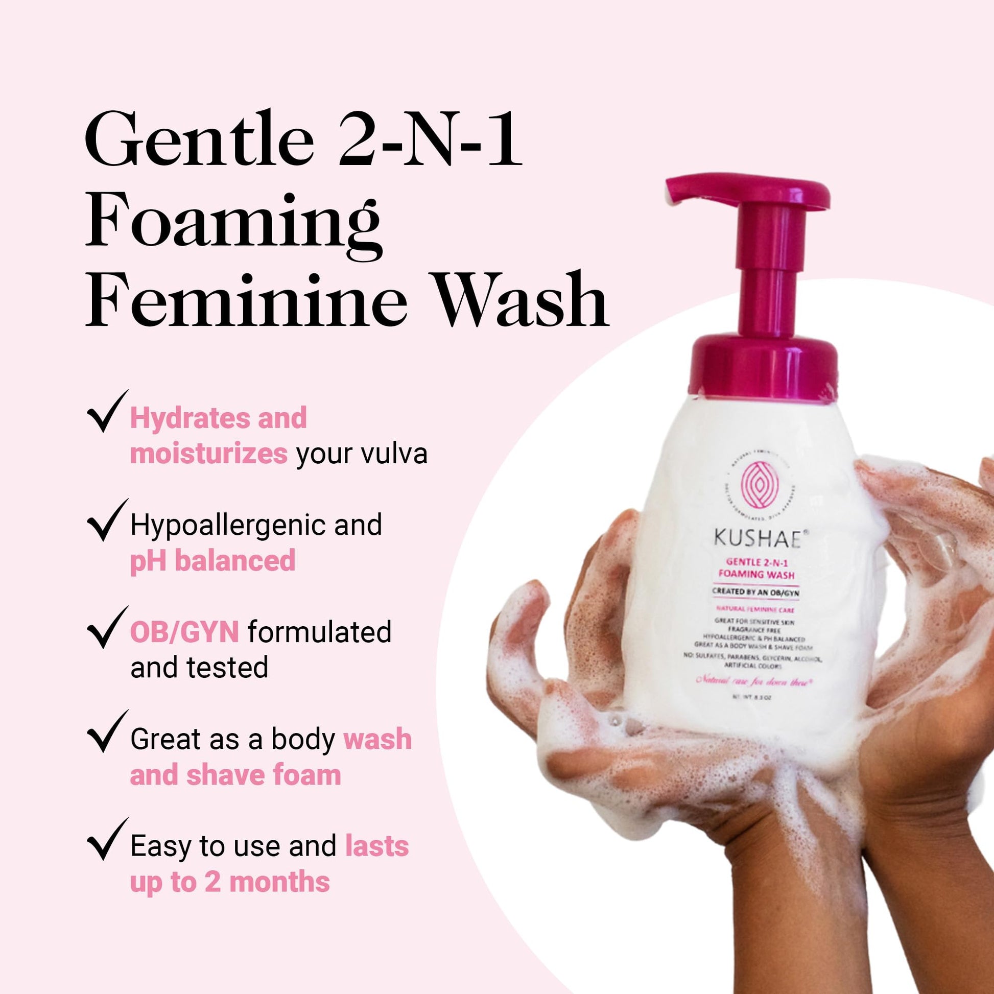 Kushae Gentle 2-in-1 Foaming Wash, pH Balance Feminine Wash for Optimal Hygiene KushaeBuy Supplements Australia
