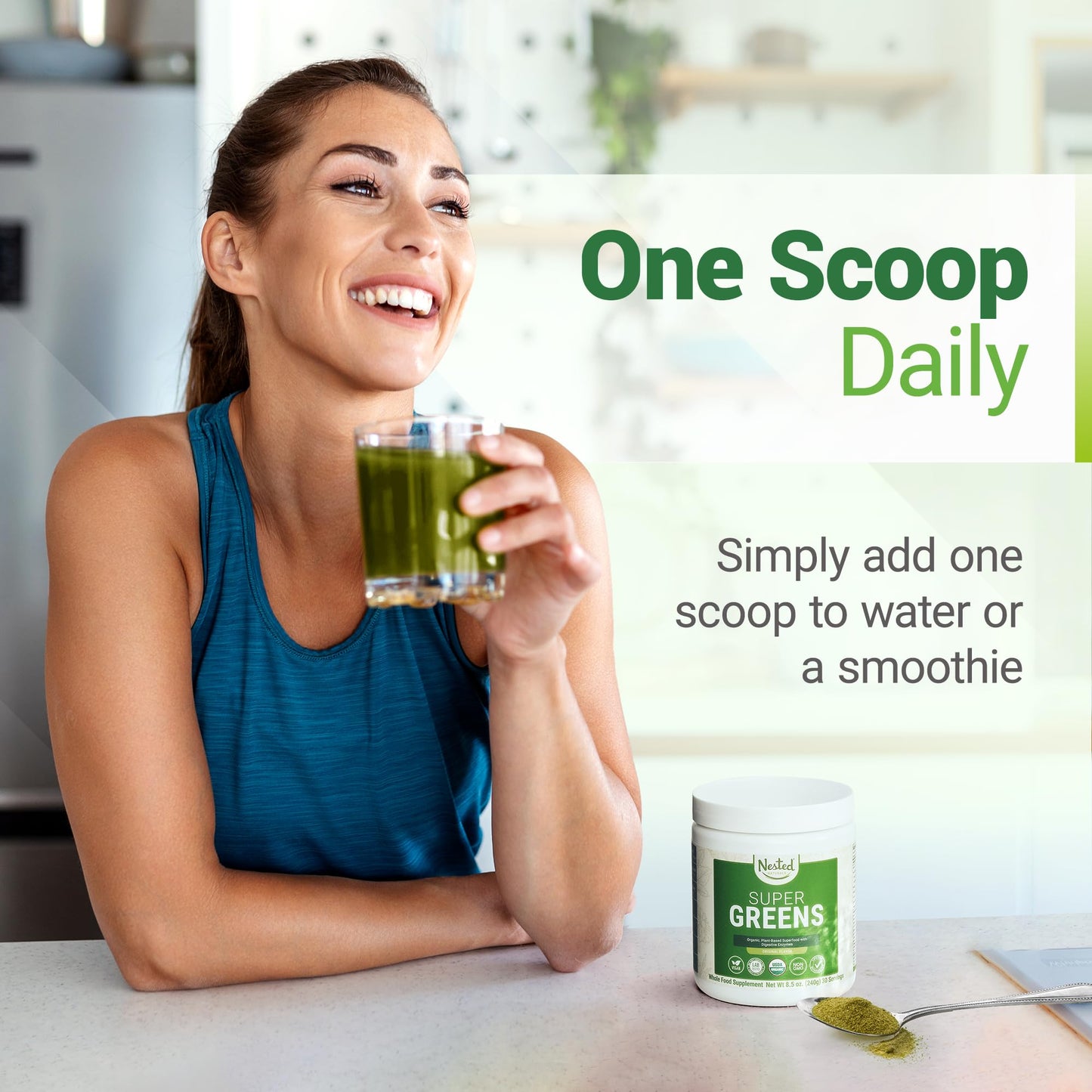 Super Greens Daily Greens Superfood Powder - Certified USDA Organic Green Powder Nested NaturalsBuy Supplements Australia