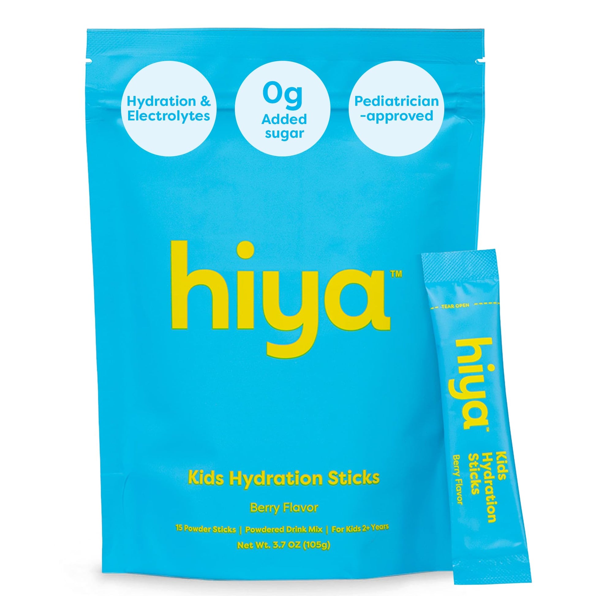Hiya Kids Hydration with Electrolytes - Zero Added Sugar Berry Flavored Kids Hydration Packets - 15 Sticks - Travel-Friendly Drink Mix for Children Ages 2+ HIYABuy Supplements Australia