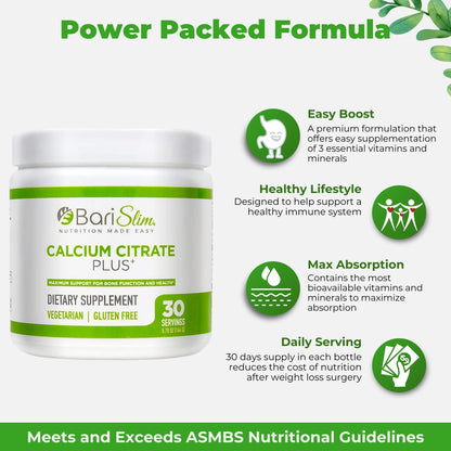 BariSlim Bariatric Calcium Citrate Plus Powder - Formulated for Patients After Weight Loss BariSlimBuy Supplements Australia