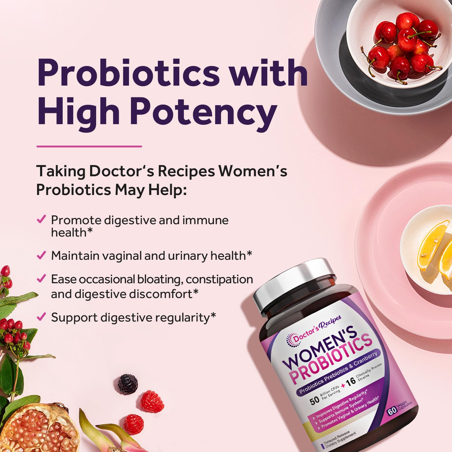 Doctor's Recipes Women’s Probiotic, 60 Caps 50 Billion CFU 16 Strains, with Organic Doctor's RecipesBuy Supplements Australia