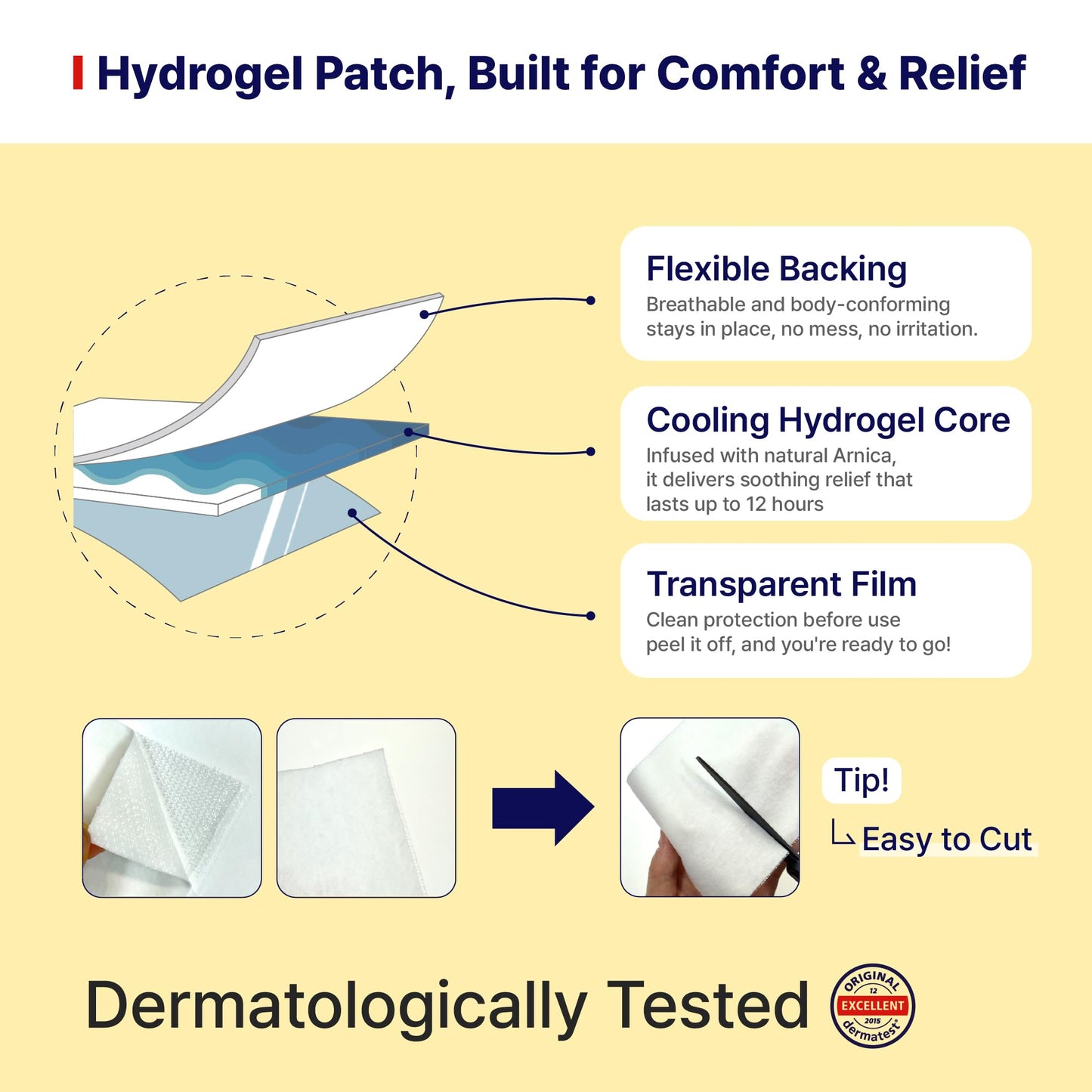 Arnica Hydrogel Pain Relief Patches | Natural Relief for Muscle, Joint, Bruises & Swelling | Flexible, Non-Greasy & Long-Lasting | Great for Back, Knee & Neck Pain (3.9"x4.7", 10, Count) Wooshin LabottachBuy Supplements Australia