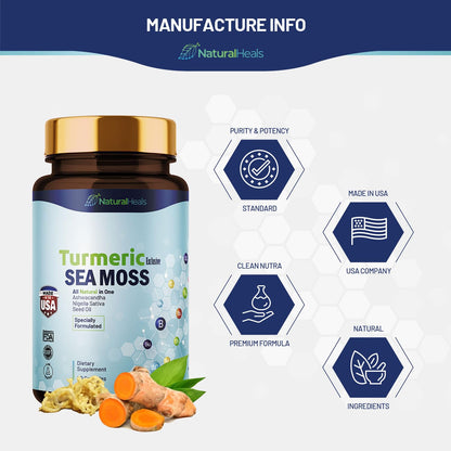 Natural Heals Sea Moss 3000mg: Black Seed Oil 2000mg Ashwagandha 1000mg Turmeric Natural HealsBuy Supplements Australia