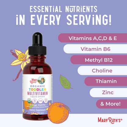 MaryRuth's Toddler Multivitamin | Vitamin A C D E B6 B12 Zinc | Healthy Growth Support | Immunity | Bone Health | Cognitive Function | Organic | Sugar Free | Vegan | Non-GMO | 2 Fl Oz | 30 Day Supply MARYRUTH'SBuy Supplements Australia