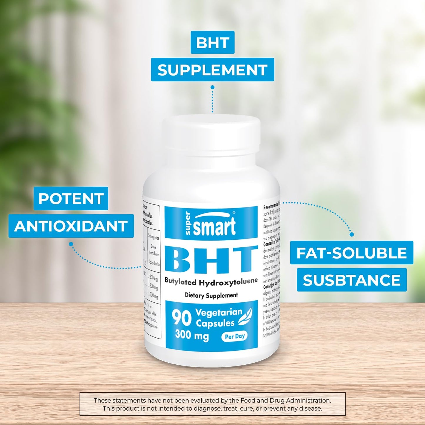 Supersmart - BHT 300 mg Per Day - Butylated Hydroxytoluene - Powerful Antioxidant SupersmartBuy Supplements Australia
