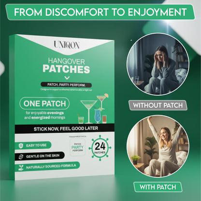 Recovery Patches 24 Pack, 100% Natural Ingredients Party Recovery Patch with Skin-Friendly & Waterproof Design, Strong Adhesive Party Patch for Secure Fit, Enhanced Morning Formula UniqonBuy Supplements Australia