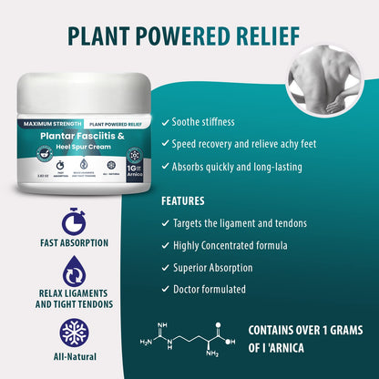 M PAIN MANAGEMENT TECHNOLOGIES Plantar Fasciitis And Heel Spur Cream By PMT - Cream For Foot Relief. High Concentration of Arnica; Vitamin B6, MSM, Glucosamine - To Soothe and Relieve - 2.82 OZ M PAIN MANAGEMENT TECHNOLOGIESBuy Supplements Australia